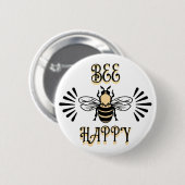 Wees blij |  Kleuren Honingbij Ronde Button 5,7 Cm (Voorkant /achterkant)