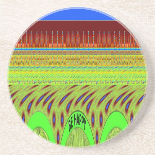 Wees blij Kleurrijke Polka Dot Motief Gift Zandsteen Onderzetter (Voorkant)