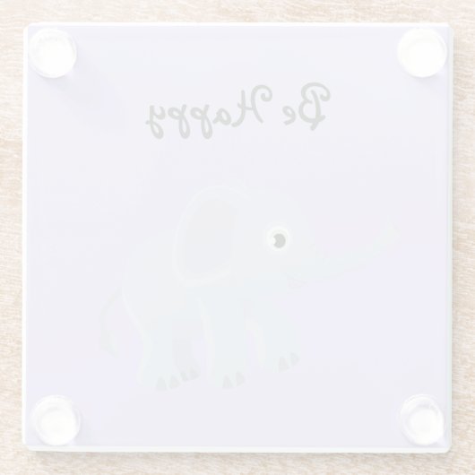 Wees blij met Baby Elephant Glazen Onderzetter (Achterkant)