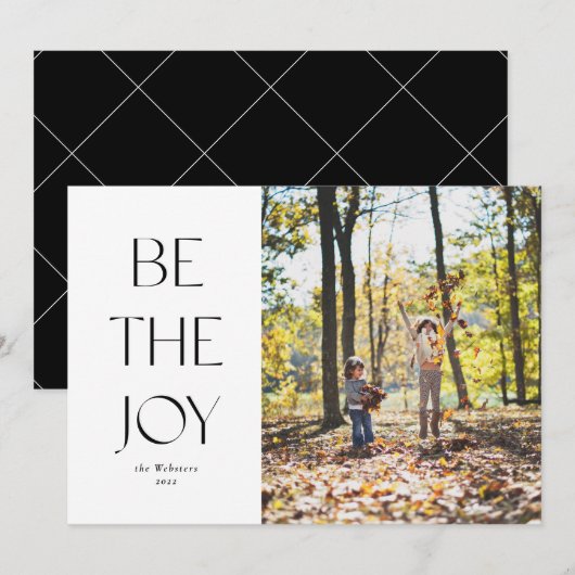 Wees blij met de eenvoudige één foto Kerstmis Feestdagenkaart (Voorkant / Achterkant)