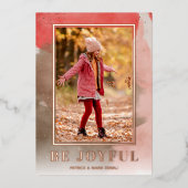 Wees blij met de kerstfoto Roos Gold Folie Feestdagenkaart (Voorkant)