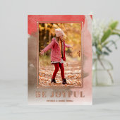 Wees blij met de kerstfoto Roos Gold Folie Feestdagenkaart (Staand Voorkant)