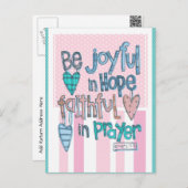 Wees blij met Faith Pink Briefkaart (Voorkant / Achterkant)