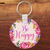 Wees blij met het Sleutelhanger Pink Peony (Voorkant)