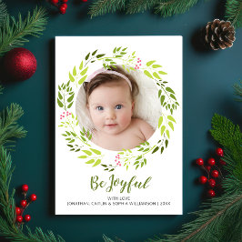 Wees blij met kerstcadeaufoto Botanical Wreatay Ho Feestdagenkaart