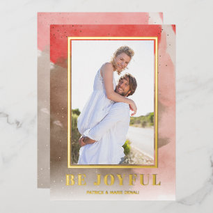 Wees blij met kerstfoto Gold Folie Feestdagenkaart