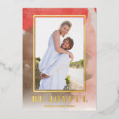 Wees blij met kerstfoto Gold Folie Feestdagenkaart (Voorkant)