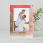 Wees blij met kerstfoto Gold Folie Feestdagenkaart (Staand Voorkant)