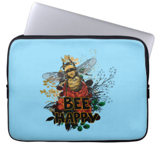 Wees blij met kleurrijke bijen en bloemen laptop sleeve