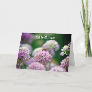 Wees blij met Paarse Allium Flower Get Well Binnen Kaart