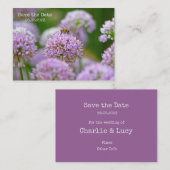 Wees blij met Paarse Allium Flower Save the Date Notitiekaartje (Voorkant / Achterkant)