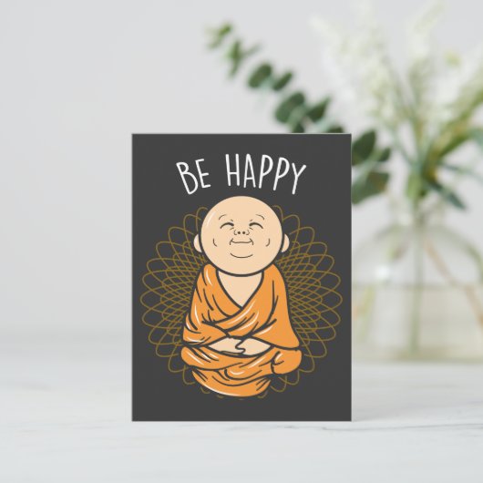 Wees blij met Zen Little Buddha Mandala Buddhist Briefkaart (Staand voorkant)