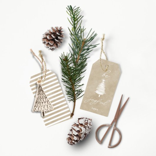 Wees blij ・ Minimale Dusty Green Velvet kerst Cadeaulabel