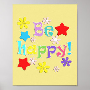 Wees blij! Papieren kop! Poster