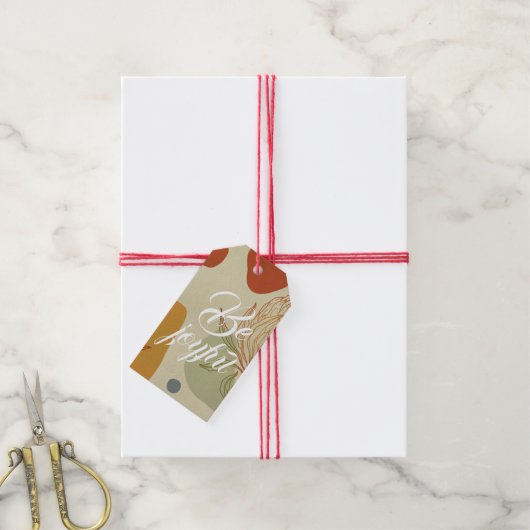 Wees blij · Protea Line Abstracte vormen trendy Cadeaulabel (Met Touw)