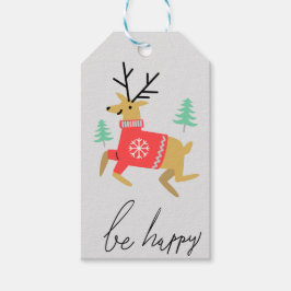 Wees blij rendieren cadeaulabel