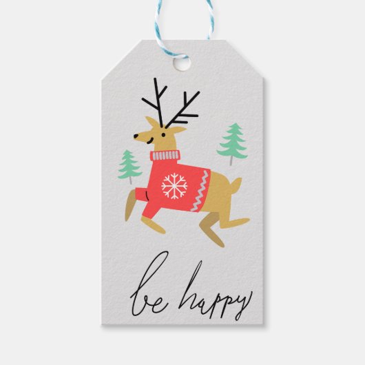 Wees blij rendieren cadeaulabel (Voorkant)