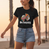 Wees blij Retro 70s groovy Rollers madeliefje T-shirt