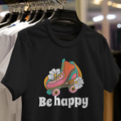 Wees blij Retro 70s groovy Rollers madeliefje T-shirt