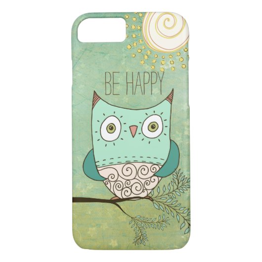 Wees blij Retro Bohemian Uil Case-Mate iPhone Case (Achterkant)