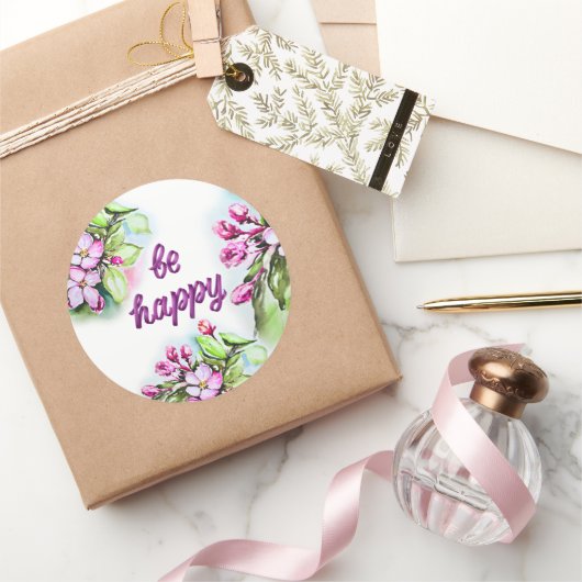 Wees blij ronde sticker (Geschenken)