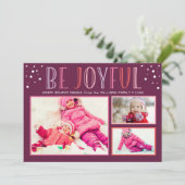 Wees blij| Roze moderne vakantiefotocollage Feestdagenkaart (Staand voorkant)