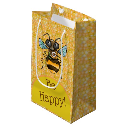 Wees blij Schattig Honeybee Klein Cadeauzakje (Voorkant Gekanteld)