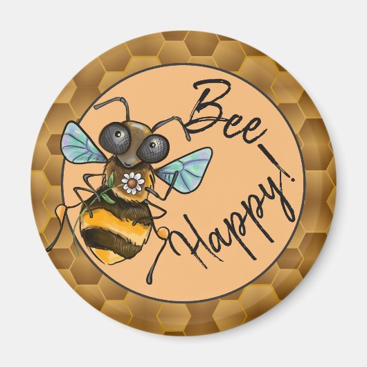 Wees blij Schattig Honeybee Magneet (Voorkant)