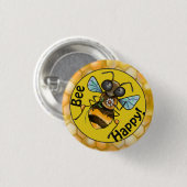 Wees blij Schattig Honeybee Ronde Button 3,2 Cm (Voorkant /achterkant)