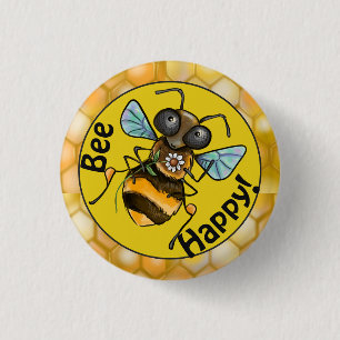 Wees blij Schattig Honeybee Ronde Button 3,2 Cm