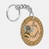 Wees blij Schattig Honeybee Sleutelhanger (Voorkant Links)