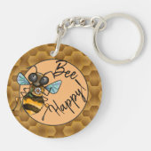 Wees blij Schattig Honeybee Sleutelhanger (Achterkant)