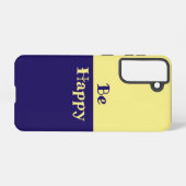 Wees blij Telefoonhoesje (Butter Yellow & Navy Blu Samsung Galaxy Hoesje (Achterkant horizontaal)