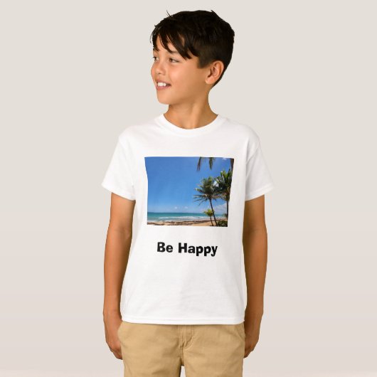 Wees blij Tropical Island t-shirt (Voorkant volledig)
