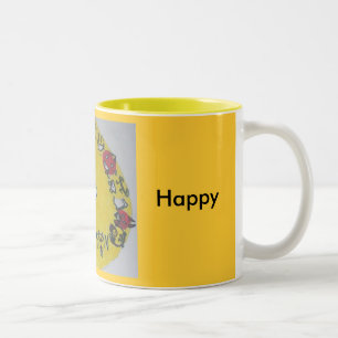 Wees blij tweekleurige koffiemok