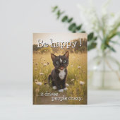 Wees blij - vrolijke kat in de Natuur Briefkaart (Staand voorkant)