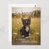 Wees blij - vrolijke kat in de Natuur Briefkaart (Voorkant / Achterkant)