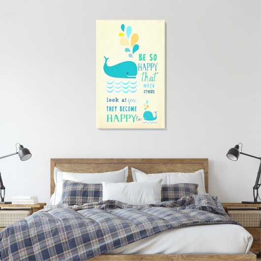 Wees blij walvis canvas (Insitu (Slaapkamer))