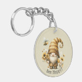 Wees blij! Wees aardig! Gnomen, bijen en bloemen Sleutelhanger (Voorkant Links)