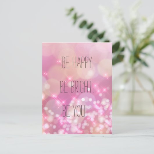 Wees blij. Wees helder. Wees je Inspirerend Briefk Briefkaart (Staand voorkant)