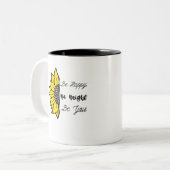 Wees blij zonnebloem tweekleurige koffiemok (Voorkant links)