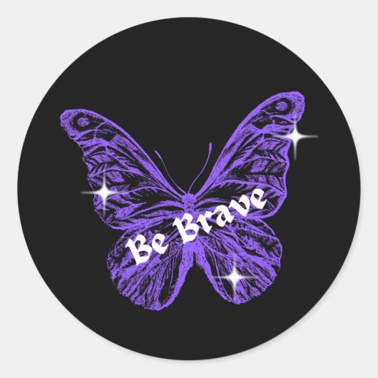 Wees Brave Butterfly Classic Round Sticker (Voorkant)