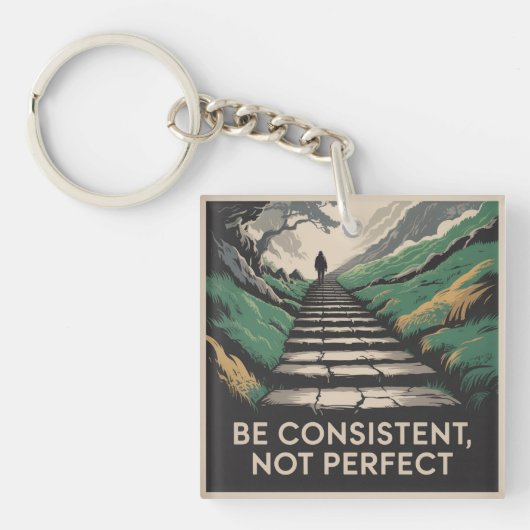 Wees consequent, niet perfect sleutelhanger (voorkant)