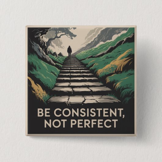 Wees consequent, niet perfect vierkante button 5,1 cm (Voorkant)
