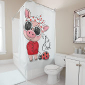 Wees cool pig | Varkens en ladybug | Gezinsgeschen Douchegordijn (In situ)