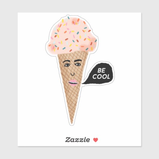 "WEES COOL" Roze Ijsje Grappige Illustratie Sticker (Vel)