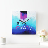 Wees creatief in Aqua Magenta White Vierkante Klok (Huis)