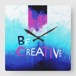 Wees creatief in Aqua Magenta White Vierkante Klok
