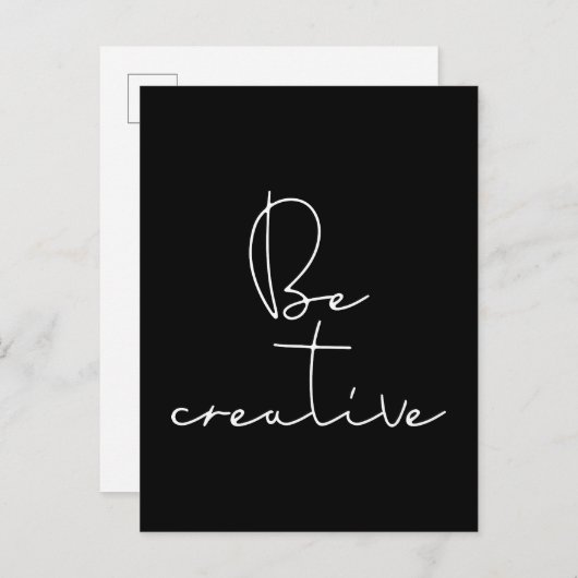 Wees creatief wit lettertype briefkaart (Voorkant / Achterkant)