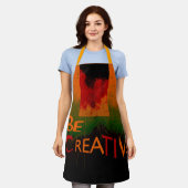 "Wees creatief" Zwart Oranje Shades Groen design Schort (Gedragen)